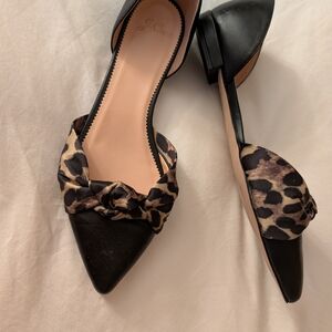 J. Crew Black and Leopard Print Flats